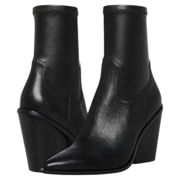 Steve Madden Alecia Western Booties Block Heel Pointed Toe - Picture 1 of 12